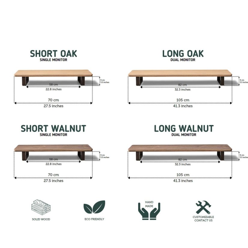 Stojan na monitor na stôl alebo policu Bewood - Dub - Dlhý