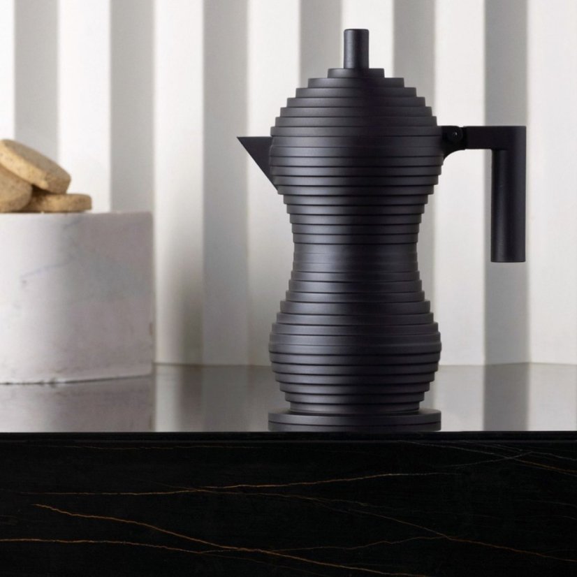 Čierny moka kávovar Pulcina od Alessi