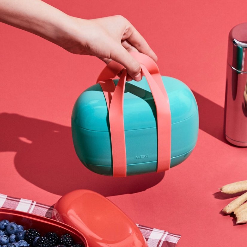 Štýlový obedový box Food á porter od Alessi - Farba: Červená