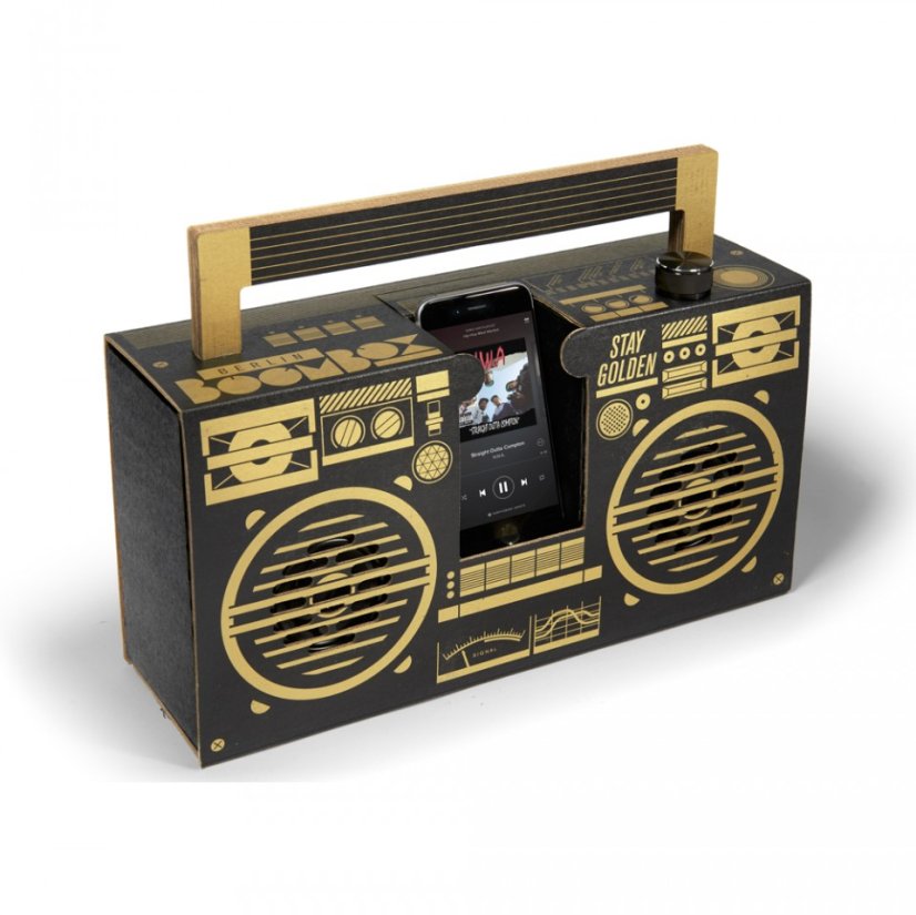 DYI kartónový bluetooth reproduktor Berlin Boombox - Druh: Black & Gold