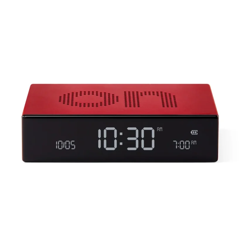 Otočný LCD budík FLIP Premium od Lexon - Farba: Červená