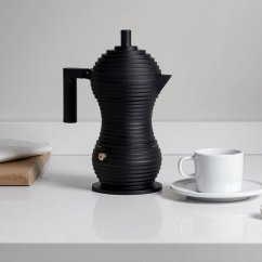 Čierny moka kávovar Pulcina od Alessi